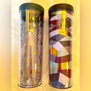 Starbucks Travel Tumbler 16 oz SET Mosaic Gold Gray Purple Splatter 2013